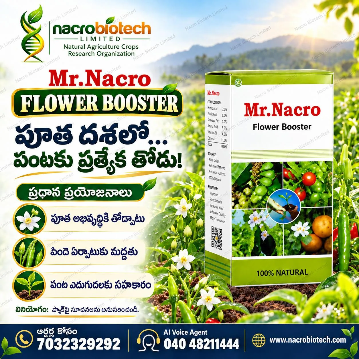🌼 **పూత దశలో… పంటకు ప్రత్యేక తోడు!**