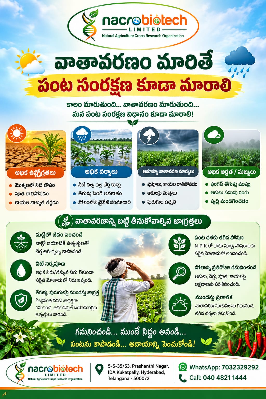 వాతావరణం మారితే పంట సంరక్షణ కూడా మారాలి 🌱